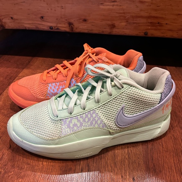 Nike Ja Morant 1 Mismatched Bright Mandarin Orange Green Men’s Size 8 - Picture 2 of 8